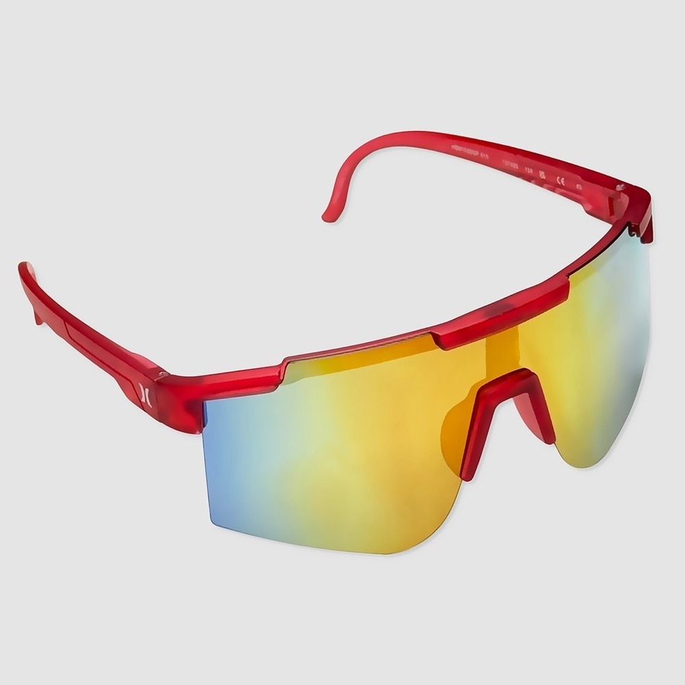 Hurley Semi-Rimless Shield Polarized Sunglasses NEW Red / Multi - #49562-SUN4 - Picture 1 of 3